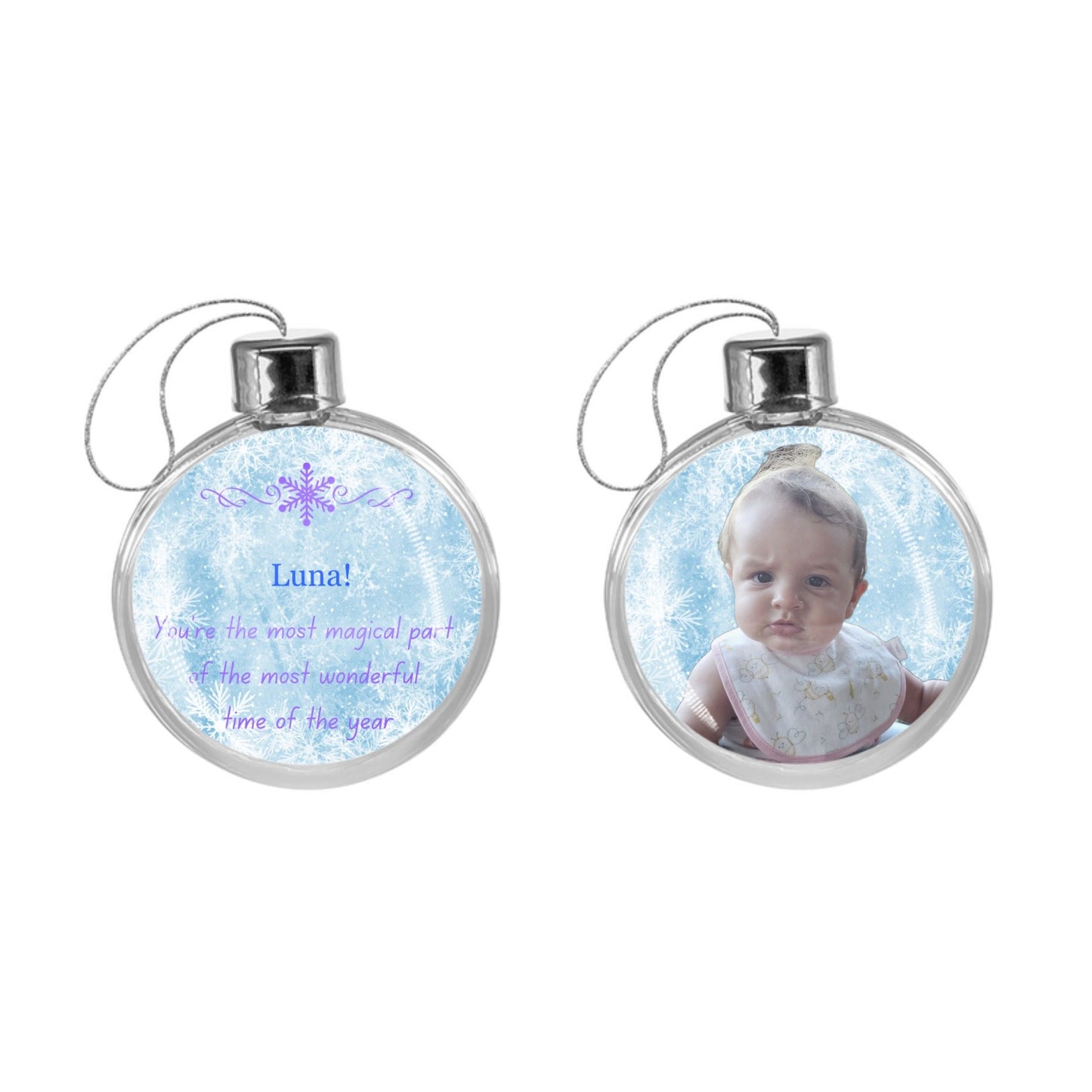 Christmas Tree Bauble Decoration - Personalized Christmas Ball Photo Ornament 3D Effect