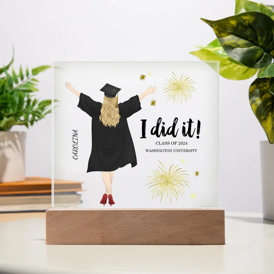 Personalized Graduation Gifts, Acrylic Graduation Picture Stand, Grad Gift for Daughter Or Son, Graduate University And Name Stand