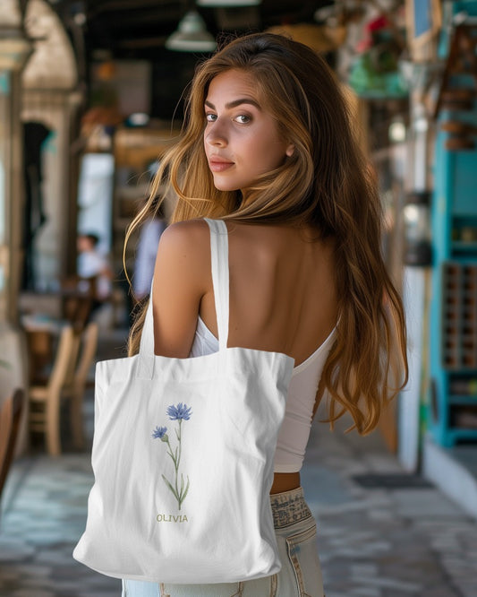 Custom Birth flower gift, Personalized Canvas Tote Bag, Birthday gift for her, gift for mom,best friends Gift, Mother gifts