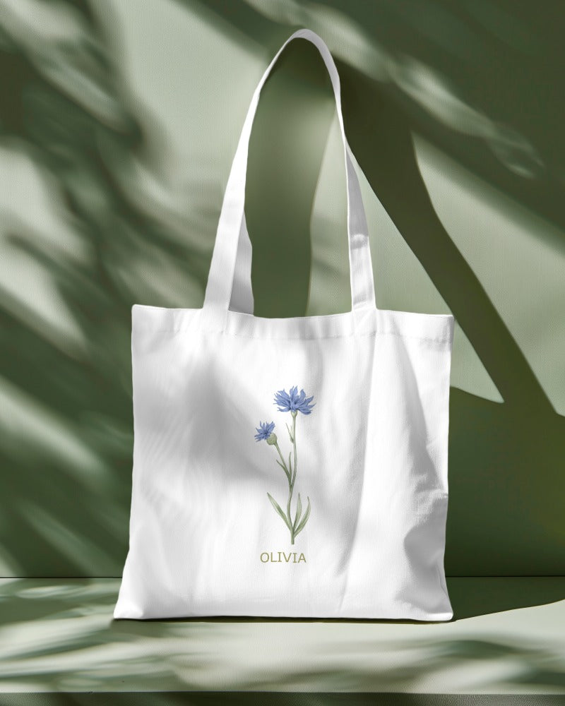 Custom Birth flower gift, Personalized Canvas Tote Bag, Birthday gift for her, gift for mom,best friends Gift, Mother gifts